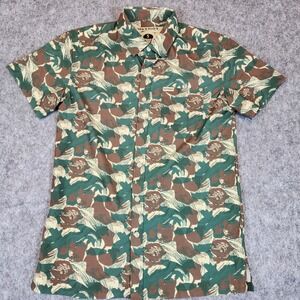 Warrior Camo Shirt Men S Green Performance Geometric Stretch Button Down Walking